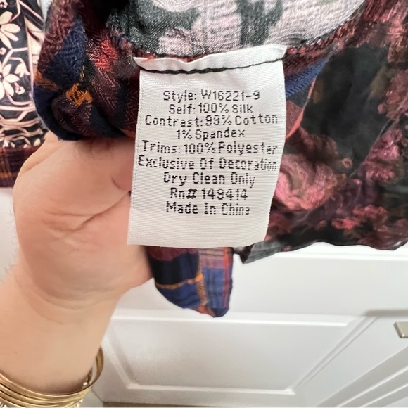 NWT - JOHNNY WAS Mulberry Rose Floral Print / Plaid Mix Up Shirt Sz XXS. - Picture 11 of 11